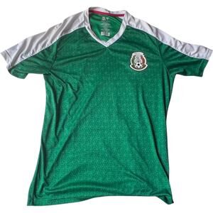 Mexico National Team Soccer Jersey Green White V-Neck Raglan EG/XL 2010s
